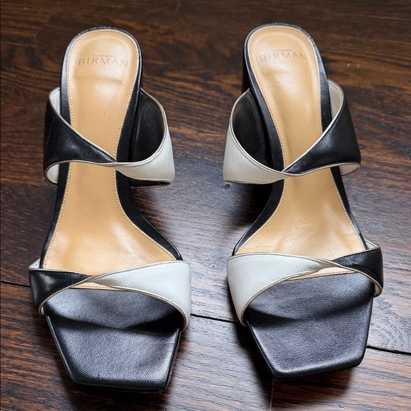 Alexandre Birman Shoes - Alexandre Birman Black and White Leather Slide Mules worn twice great condition